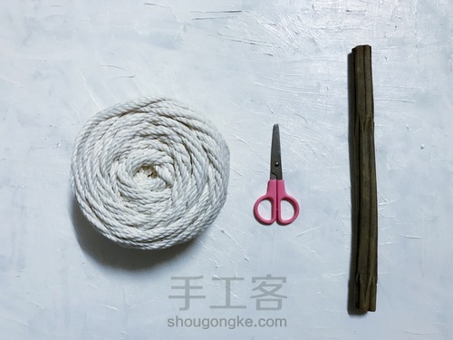 岂止手作/ins风捧花网兜挂毯编织方法 第1步