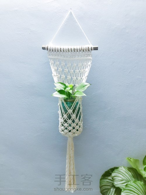 岂止手作/ins风捧花网兜挂毯编织方法 第11步