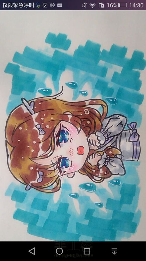 简单马克笔上色～卡通萌妹子手绘 第21步