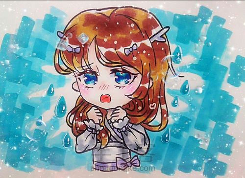 简单马克笔上色～卡通萌妹子手绘 第22步