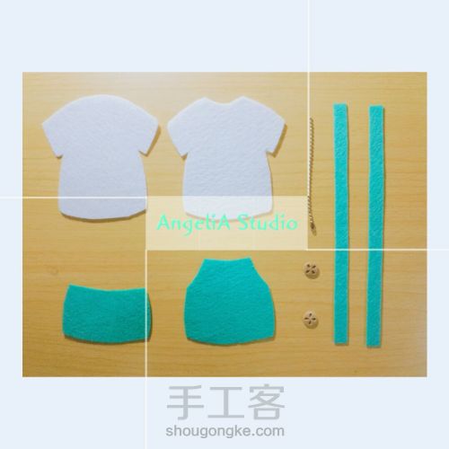 【Angelia Studio】不织布背带mini裙卡套 第1步