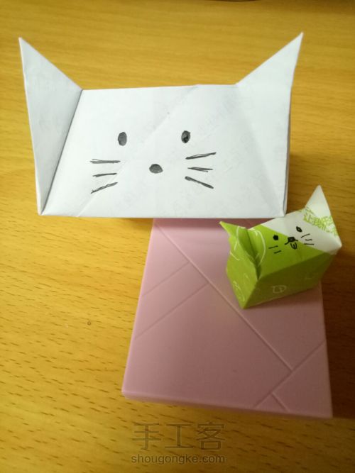 纸折猫耳方块盒 第17步