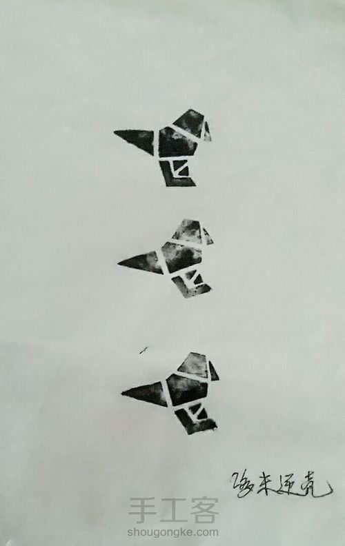 纸印章——几何鸟 第1步