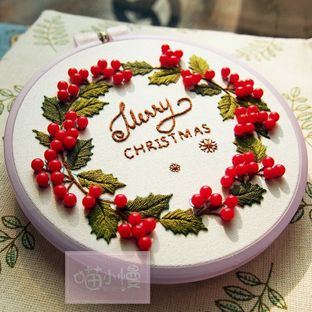 圣诞新年款焦糖色冬青花环