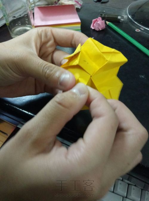 最详细川崎玫瑰折纸教程，折一朵不会凋谢的浪漫 第66步