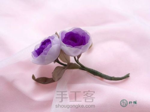 【造花烫花】mini玫瑰布花胸针 第17步