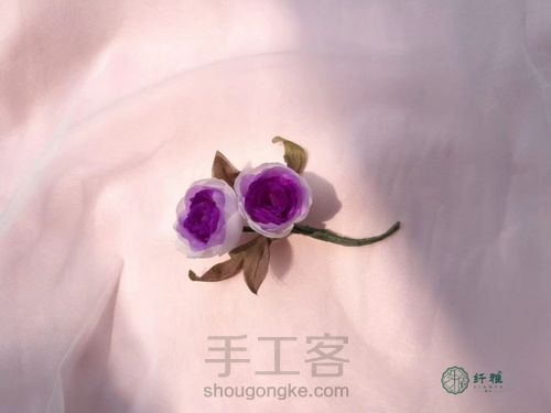 【造花烫花】mini玫瑰布花胸针 第19步