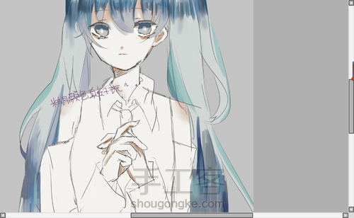 [超详细]手把手教你画一只初音 第13步