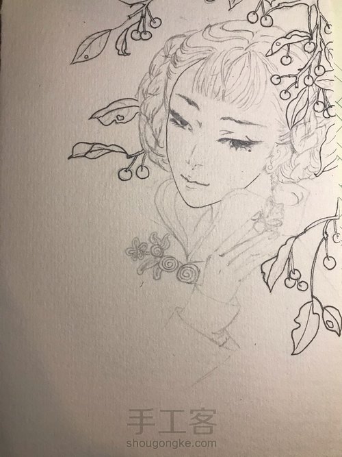 水彩临摹-古风 第1步