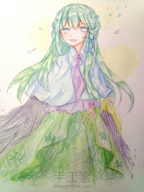 伪古风·水彩·清羽 第4步