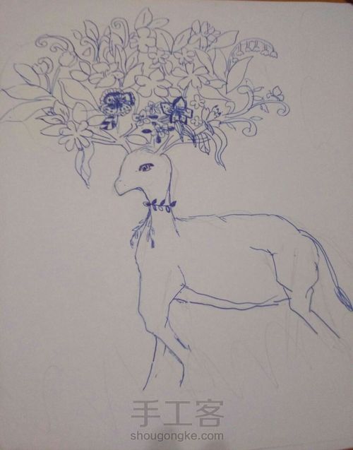 论线描鹿的教程 第3步