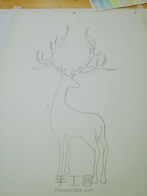 水彩仙鹿 第1步