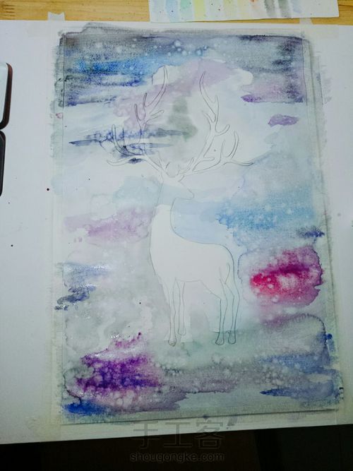 水彩仙鹿 第2步