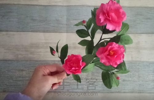 纸藤茶花教程 第15步