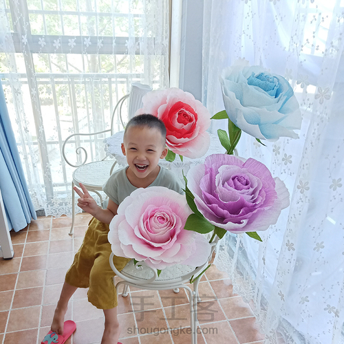 皱纹纸渐变大玫瑰花 第2步