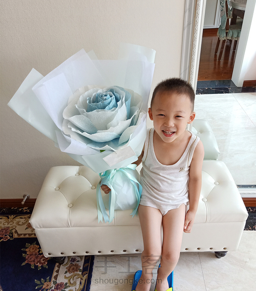 皱纹纸渐变大玫瑰花 第3步