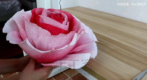 皱纹纸渐变大玫瑰花 第14步