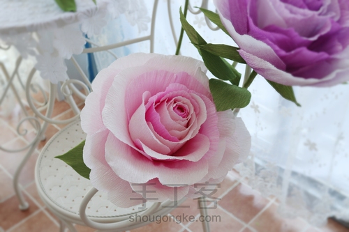 皱纹纸渐变大玫瑰花 第19步