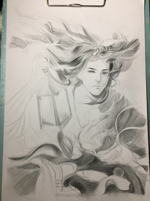彩铅古风人物 第2步
