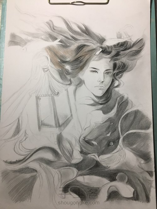 彩铅古风人物 第4步