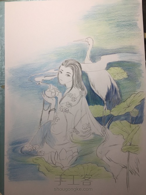 彩铅古风人物【3】 第5步