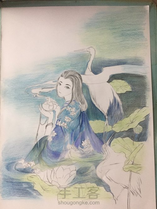 彩铅古风人物【3】 第8步