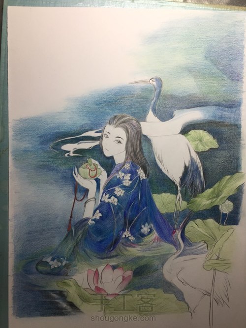 彩铅古风人物【3】 第10步