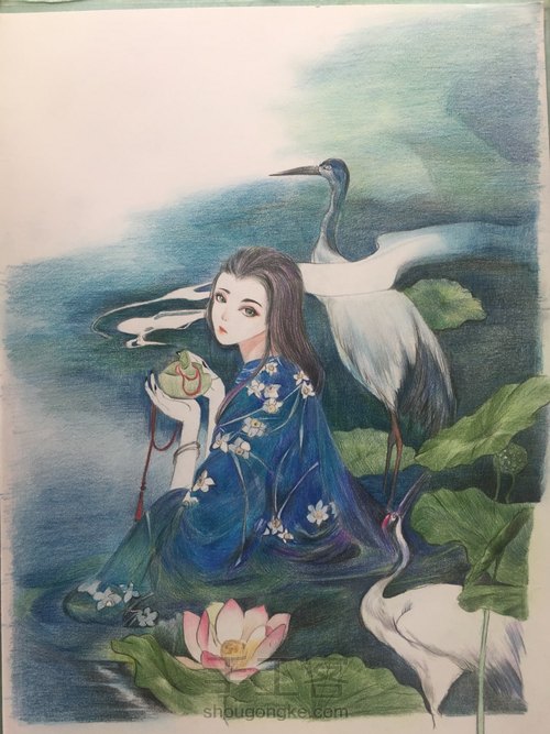 彩铅古风人物【3】 第13步