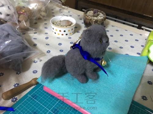 「槿时」羊毛毡灰色植毛猫咪制作教程 第17步