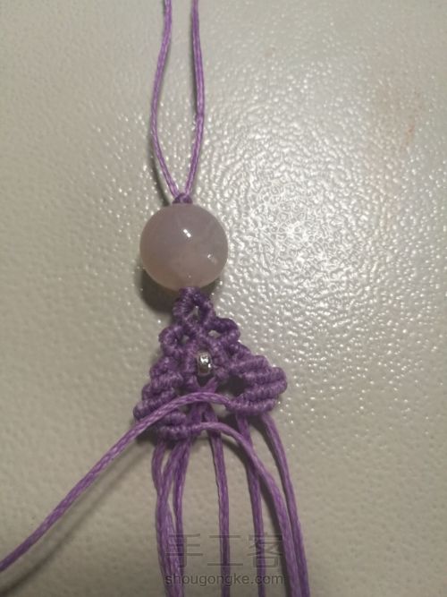 【原创】单珠斜卷结手绳—紫桷 第13步