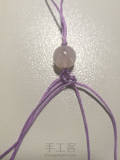 【原创】单珠斜卷结手绳—紫桷 第5步