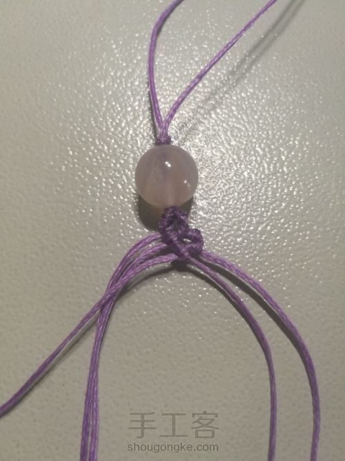 【原创】单珠斜卷结手绳—紫桷 第6步