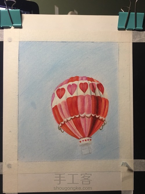 彩铅美丽的热气球 第4步