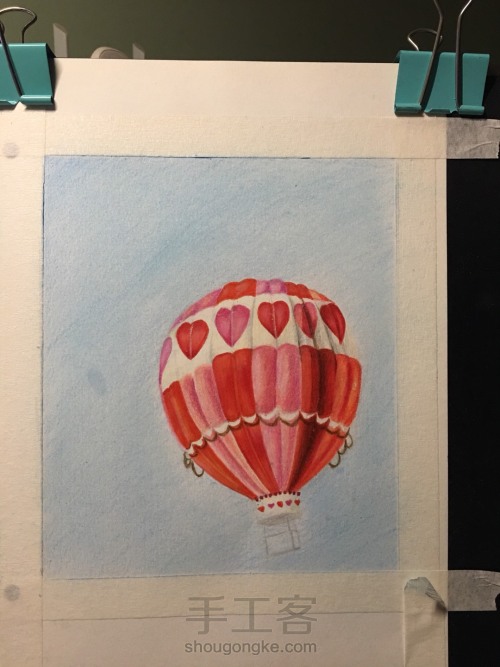 彩铅美丽的热气球 第5步