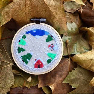 刺绣-下雪啦～