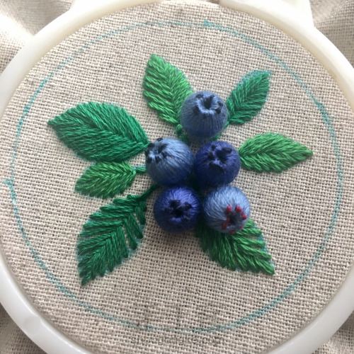刺绣-蓝莓复古镜子 第6步