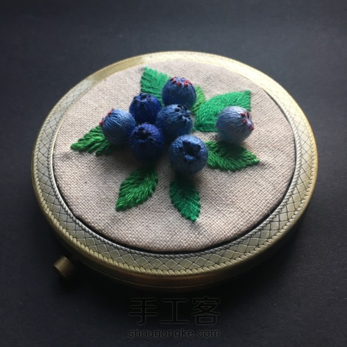 刺绣-蓝莓复古镜子 第11步