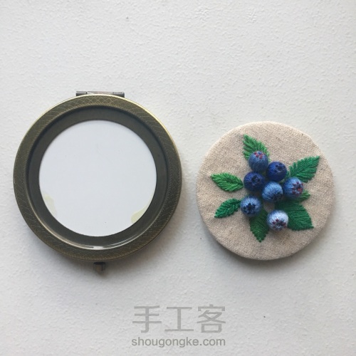 刺绣-蓝莓复古镜子 第10步
