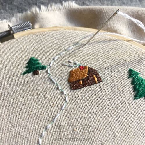 刺绣🌲冬日松树林🌲 第5步