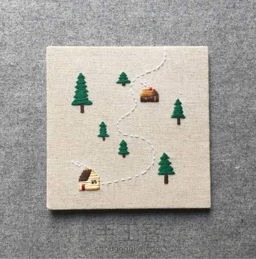 刺绣🌲冬日松树林🌲 第6步