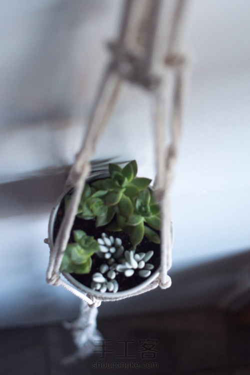 《一屿森活》macrame花盆挂网 第5步