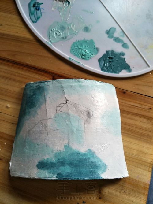 瓦片画:水墨水乡 第7步