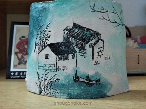 瓦片画:水墨水乡 第9步