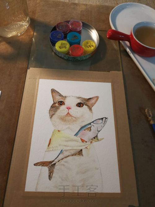 水彩手绘猫咪 第13步