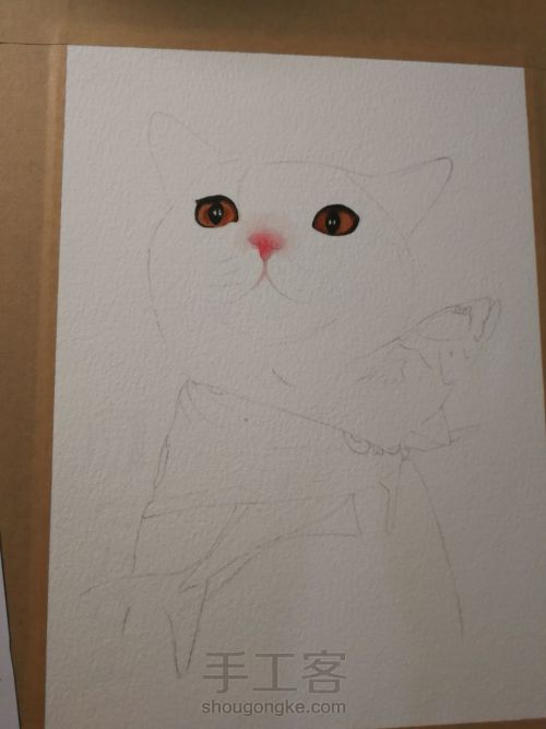 水彩手绘猫咪 第6步
