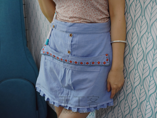 旧衬衫改造围裙，diy围裙 第12步