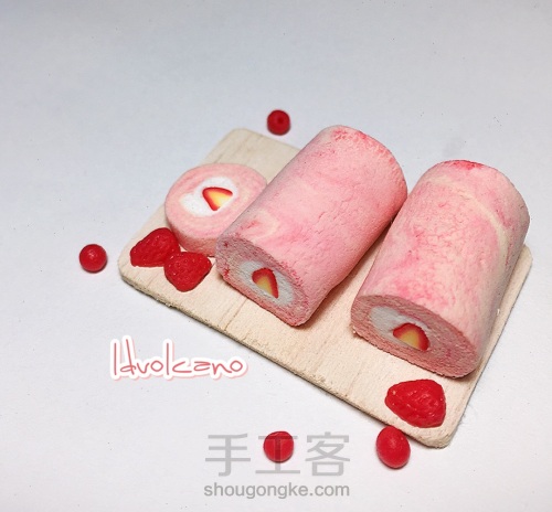 粘土草莓甜心蛋糕卷 第11步