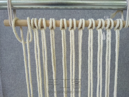 【小骷髅】北欧风Macrame编织挂毯挂饰（进阶教程） 第5步