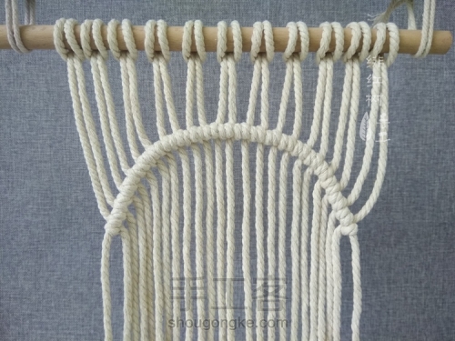 【小骷髅】北欧风Macrame编织挂毯挂饰（进阶教程） 第7步