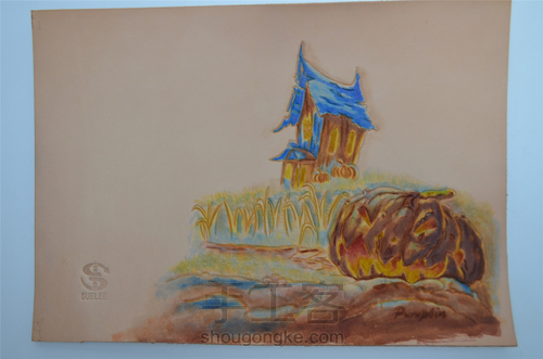 【万圣节南瓜】皮雕记事本笔记本 第13步